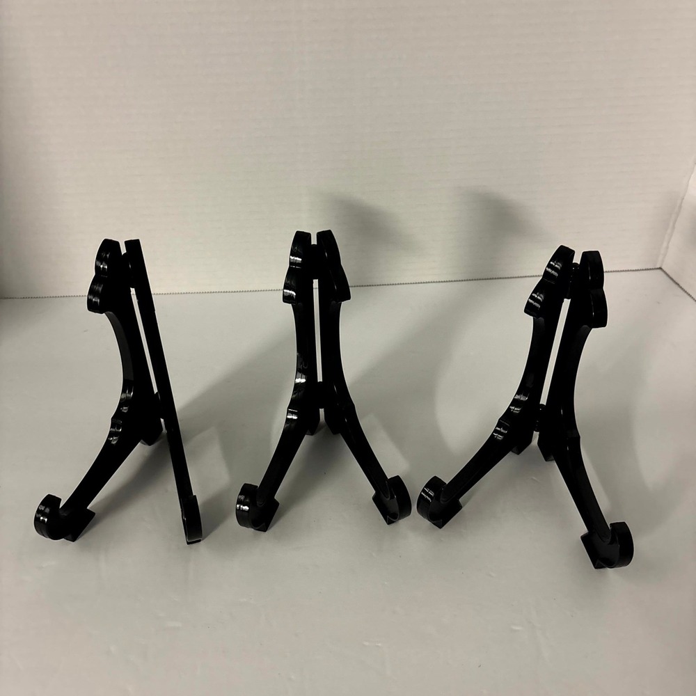 Set of 3 Black Folding Display Easel Stands Plate Book Picture Frame Holders 6"